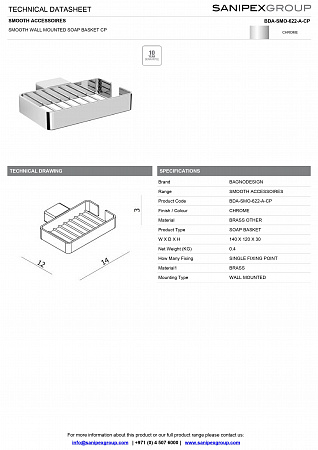 Мыльница подвесная BDA-SMO-622-A-CP Мыльница подвесная BDA-SMO-622-A-CP