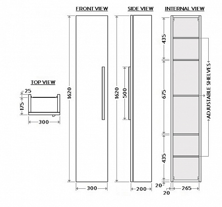 Шкаф-пенал BDF-MLI-300-DKA