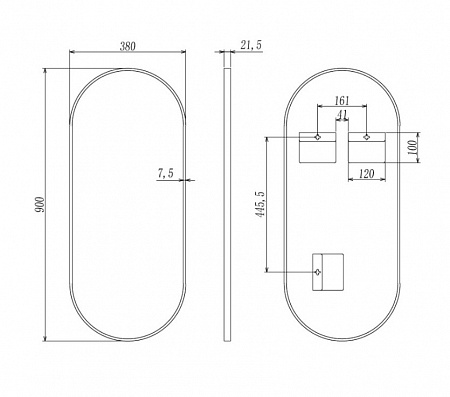 Зеркало 900х380 VAC-BO-9038-1289-S Зеркало 900х380 VAC-BO-9038-1289-S