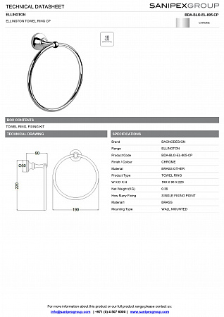 Держатель для полотенца BDA-BLO-EL-805-CP